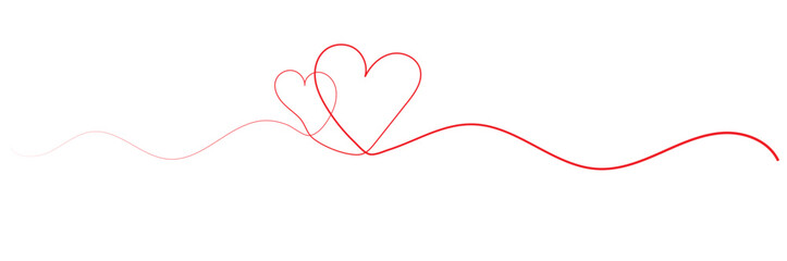 Hand drawn heart line art banner background transparent isolated