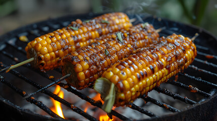 grilled corn on the grill, food photography