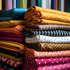 Creativity Unleashed: An Array of Vibrant Fabrics Displaying Diversity in Colors, Patterns and Textures