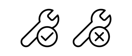 Repair tool icon vector set. Outline wrench symbol