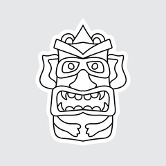 Hand Drawn Totem Line Art Style Design Isolated 