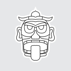 Hand Drawn Totem Line Art Style Design Isolated 
