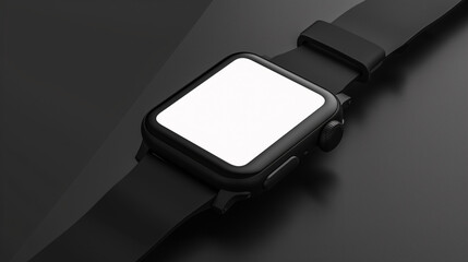 Modern Black Smartwatch with Blank Screen Display Isolated on a Dark Background - Technology and Fashion Concept