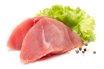 Fresh tuna Fish steak isolated on a white background