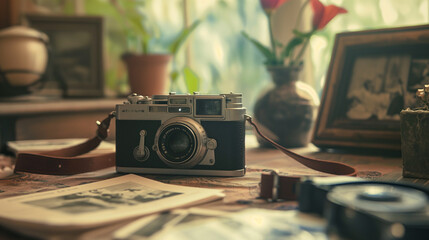 old photo camera and photo