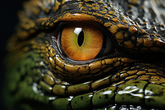 Close up of crocodile animals eyes.
