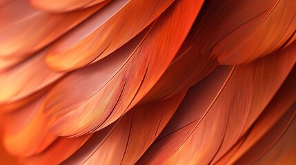 Texture of beautiful delicate coral bird feathers, macro photography, beautiful background