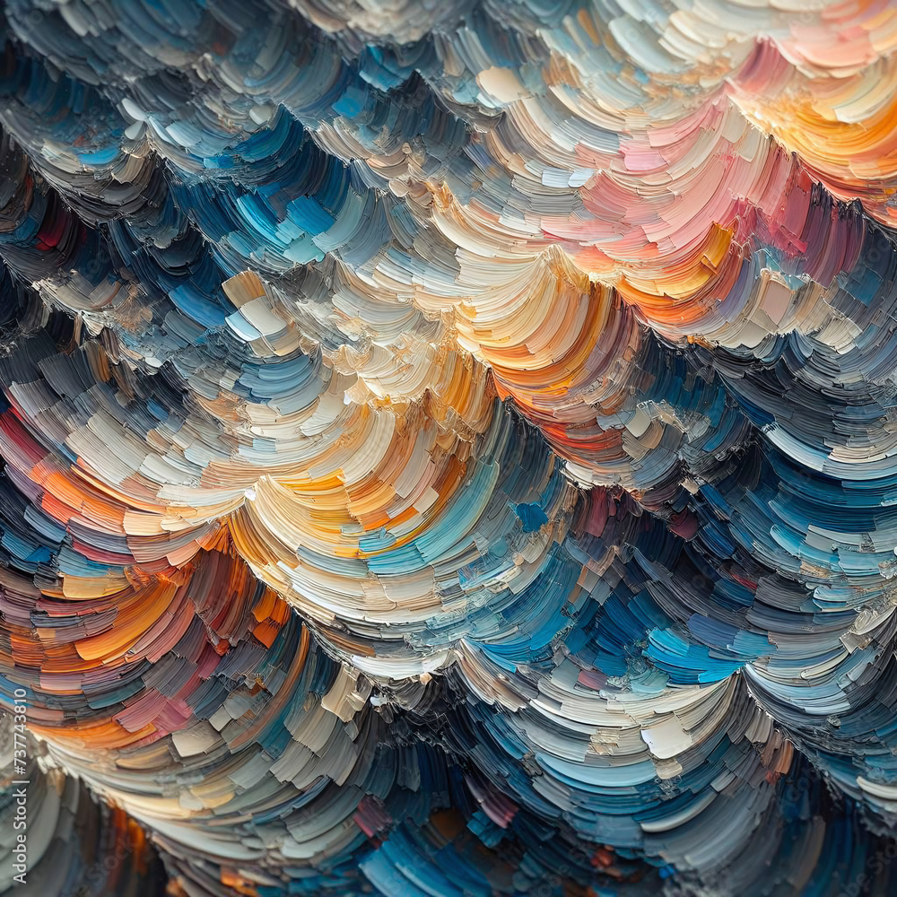 Poster abstract background of a stack of multicolored acrylic paint rolls