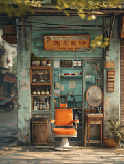 Fototapeta na wymiar Haircuts in Asia
