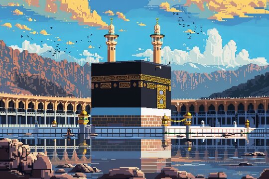 pixel art rendition of the Kaaba