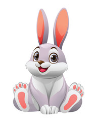 Cartoon rabbit sitting. Cute bunny vector illustration isolated on white background
