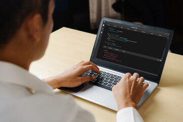 Software development programming on computer screen for modish application and program coding