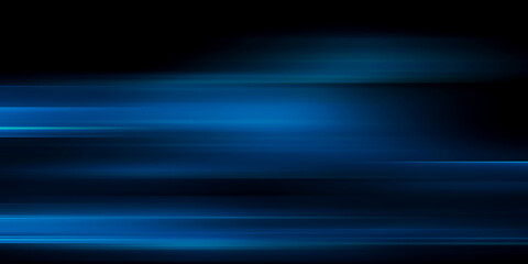 Abstract blue neon speed light effect on black background - obrazy, fototapety, plakaty
