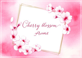 Cute cherry blossom frame/card_watercolor pink
