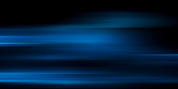 Abstract blue neon speed light effect on black background