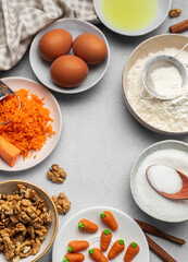 Ingredients for baking carrot cake