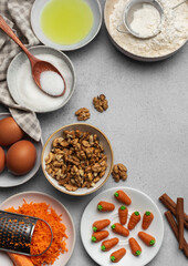 Ingredients for baking carrot cake