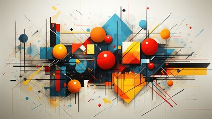 Modern Abstract Geometric Art with Dynamic Colorful Shapes.