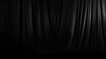 Black background made of elegant translucent drapes, product display montage