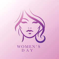Women's day, Women icon, logo flat design, paintbrush, hand draw vector, minimal line