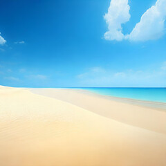 Fototapeta premium White sand beach with a breathtaking ocean view and a beautiful sky backdrop.