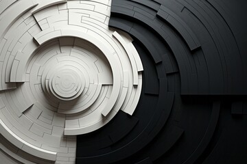 Monochrome circular pattern on black background resembling an automotive tire