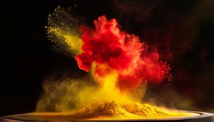 fire burning in the night wallpaper explosive burst of vibrant red and yellow powders captured in mid-air, creating an intense and dynamic abstract composition.