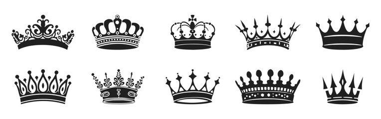 Slats personalizados crianças com sua foto Crowns vector illustration. King, queen tiara, princess diadem in style of hand drawn black doodle on white background. Corona silhouette sketch