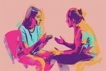 Two People Engaged in a Conversation. Generative AI.
