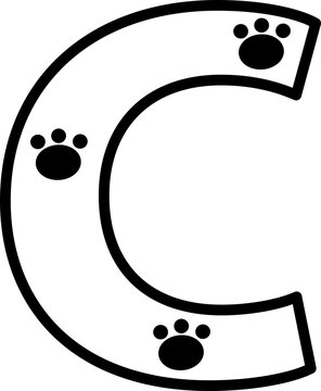 recommend clip art: c alphabet paw footprint letter outline