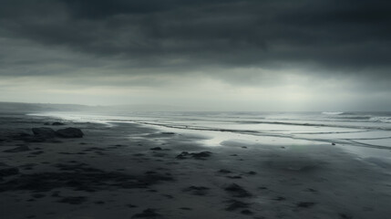 A gloomy, storm brewing beach for use as a graphic asset or resource. An ominous storm.