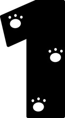 1 one number paw footprint letter