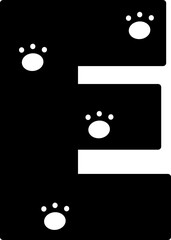 e alphabet paw footprint letter