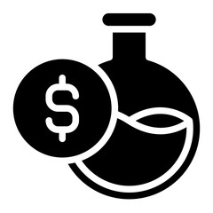 test tube and laboratory equipment with dollar icon