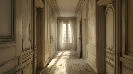 Fototapeta na wymiar Classic style hallway interior in luxury house, generative ai