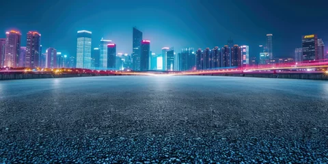 Photo sur Plexiglas Etats Unis urban cityscape skyline night scene with empty floor on front copy space