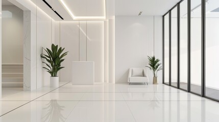 Minimalist White Entrance Hall with Sleek, Modern Design AI Generated.