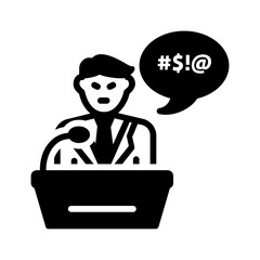 Vector solid black icon for Hate speech
