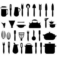 set of kitchen utensils illustration of an background