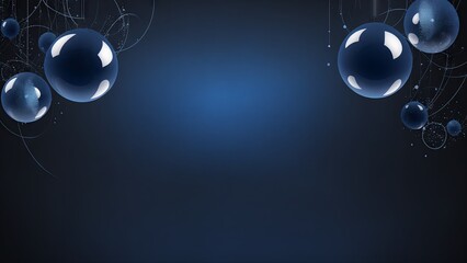Abstract banner design featuring a dark blue sphere resembling a bubble 