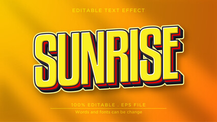 Sunrise 3d text effect. Sunrise text mockup template