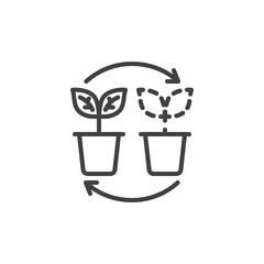 Plant transplanting line icon