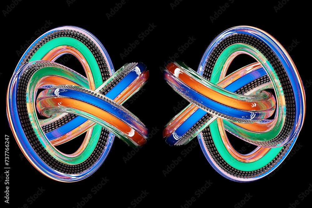 Poster abstract dynamic colorful shape. 3d illustration and rendering. elegant line background.