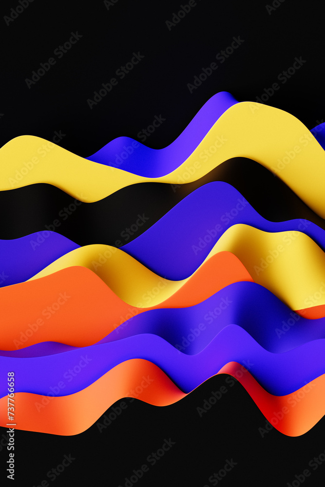 Poster 3d illustration of a colorful abstract gradient background with lines. print from the waves. modern 