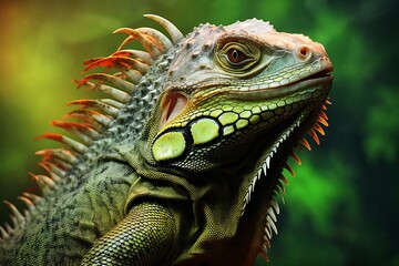 Fototapeta premium Exotic nature head iguana reptile lizard.