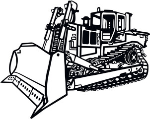 Dozer. Detailed Bulldozer vector stock illustration on white © Natalya