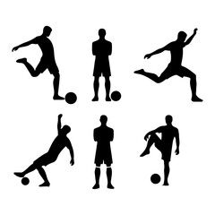 Soccer player pose vector icon in flat style black color silhouette