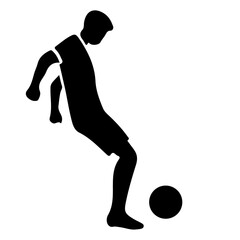 Soccer player pose vector icon in flat style black color silhouette