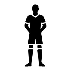 Soccer player pose vector icon in flat style black color silhouette