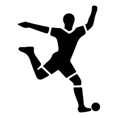 Soccer player pose vector icon in flat style black color silhouette